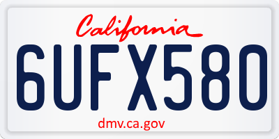 CA license plate 6UFX580