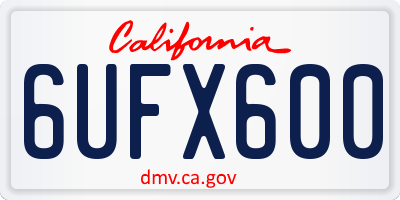 CA license plate 6UFX600