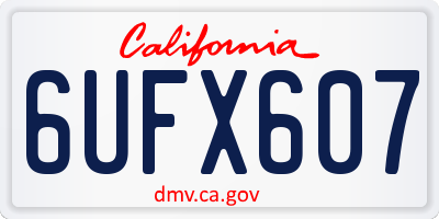 CA license plate 6UFX607