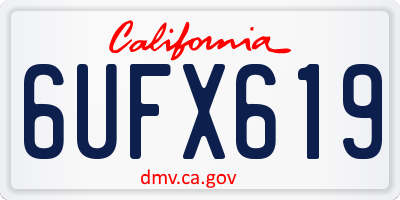 CA license plate 6UFX619