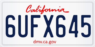 CA license plate 6UFX645