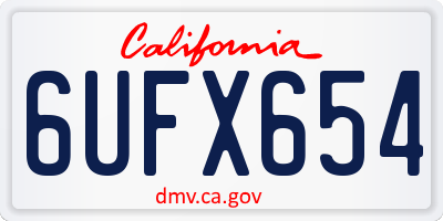 CA license plate 6UFX654