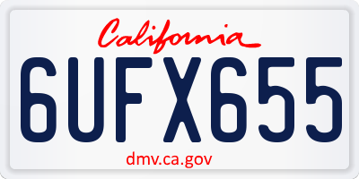 CA license plate 6UFX655