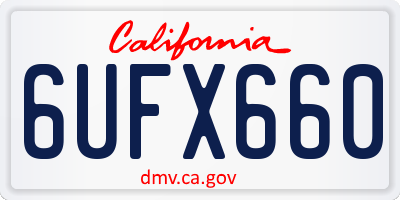 CA license plate 6UFX660
