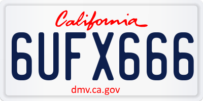 CA license plate 6UFX666