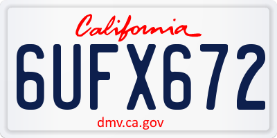 CA license plate 6UFX672