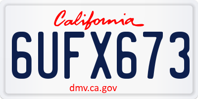 CA license plate 6UFX673
