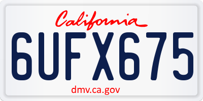 CA license plate 6UFX675