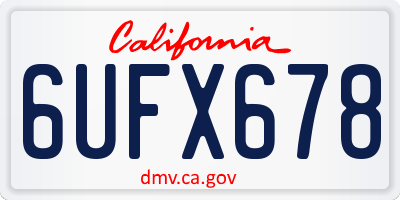 CA license plate 6UFX678