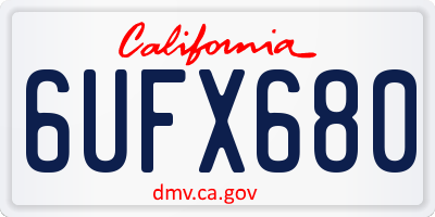 CA license plate 6UFX680
