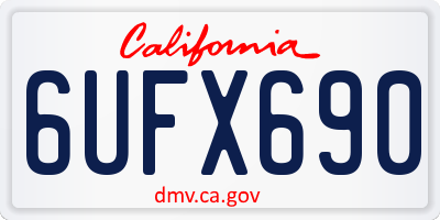 CA license plate 6UFX690