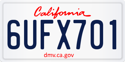 CA license plate 6UFX701