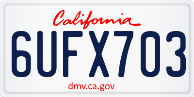 CA license plate 6UFX703