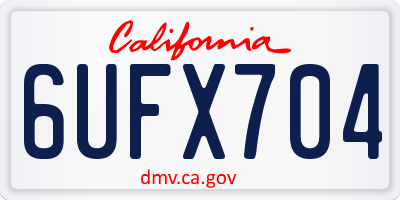 CA license plate 6UFX704