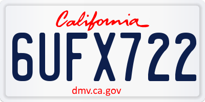 CA license plate 6UFX722
