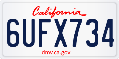 CA license plate 6UFX734