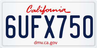 CA license plate 6UFX750