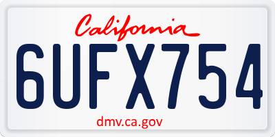 CA license plate 6UFX754