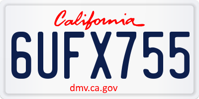 CA license plate 6UFX755