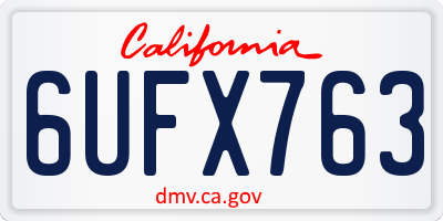 CA license plate 6UFX763