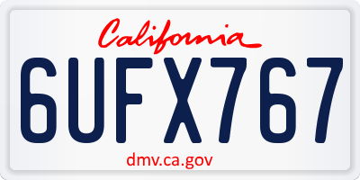 CA license plate 6UFX767