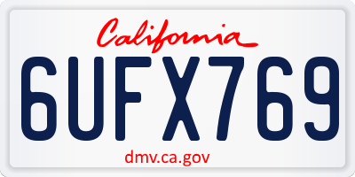CA license plate 6UFX769