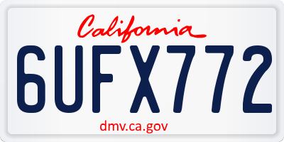 CA license plate 6UFX772