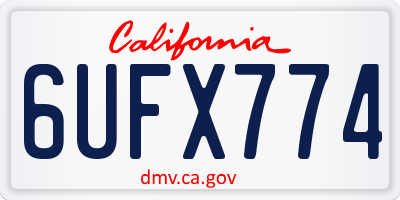 CA license plate 6UFX774