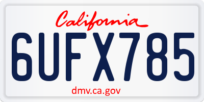 CA license plate 6UFX785