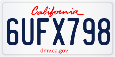 CA license plate 6UFX798