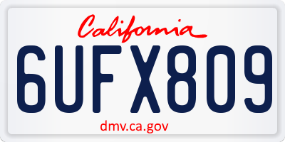 CA license plate 6UFX809