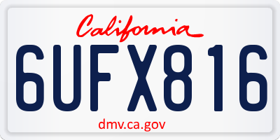 CA license plate 6UFX816