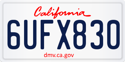CA license plate 6UFX830