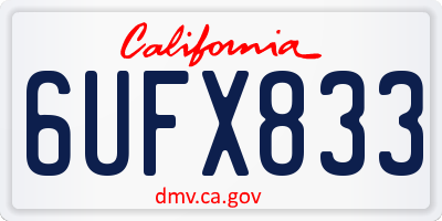 CA license plate 6UFX833