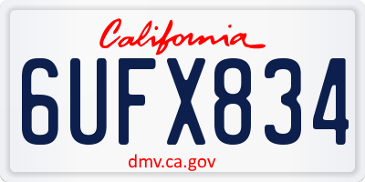 CA license plate 6UFX834