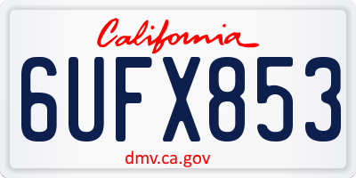 CA license plate 6UFX853