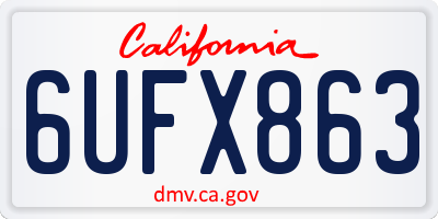 CA license plate 6UFX863