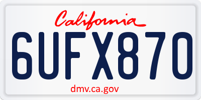 CA license plate 6UFX870