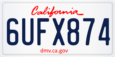 CA license plate 6UFX874
