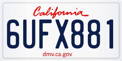 CA license plate 6UFX881