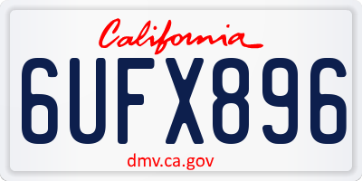 CA license plate 6UFX896