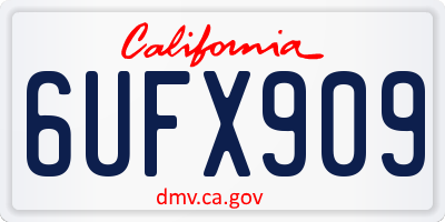 CA license plate 6UFX909