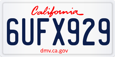 CA license plate 6UFX929