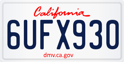 CA license plate 6UFX930