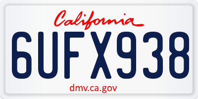 CA license plate 6UFX938