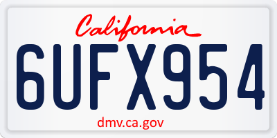 CA license plate 6UFX954
