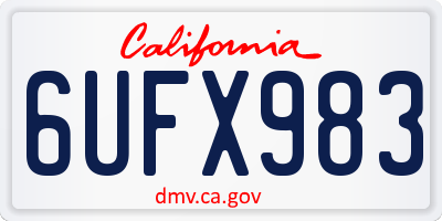 CA license plate 6UFX983