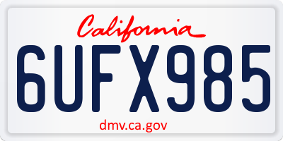 CA license plate 6UFX985