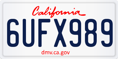 CA license plate 6UFX989
