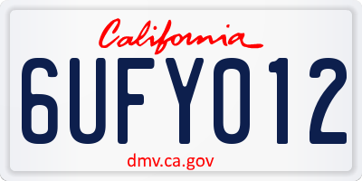 CA license plate 6UFY012